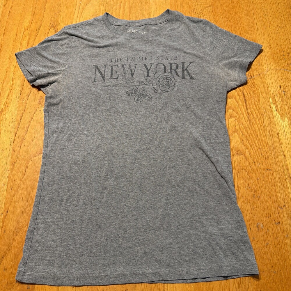 Aeropostale Classic Crew T-Shirt Size L Gray New York Graphic
